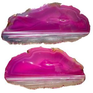 Pink Banded Agate Slice – Polished Crystal Display Stone 5.5” Vibrant Color
